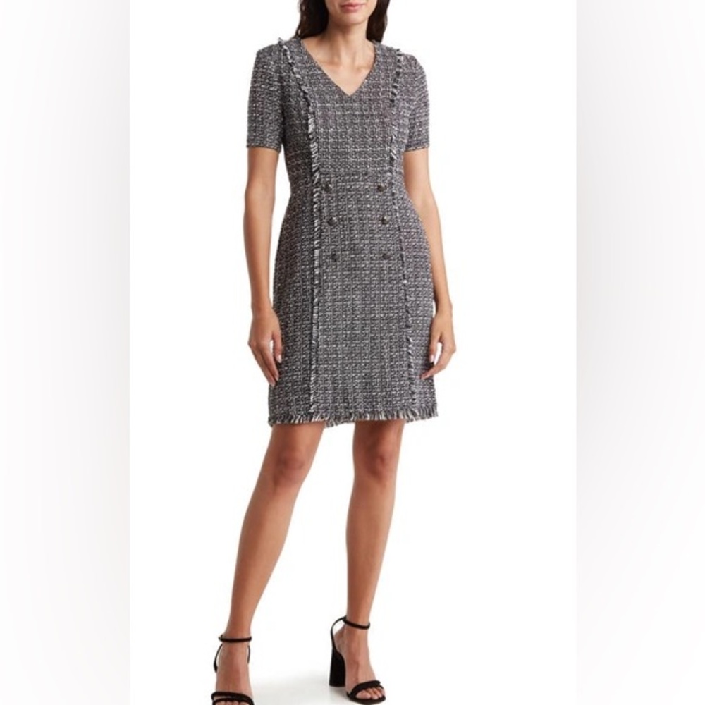 Nanette Lepore MOJAVE BOUCLÉ MINIDRESS IN VERY BLACK/ WHITE Sz 2 NWOT